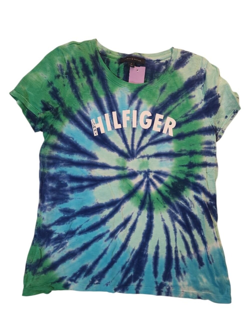 Tommy Hilfiger Tie Dye T-Shirt Size M Short Sleeve Blue Green Casual